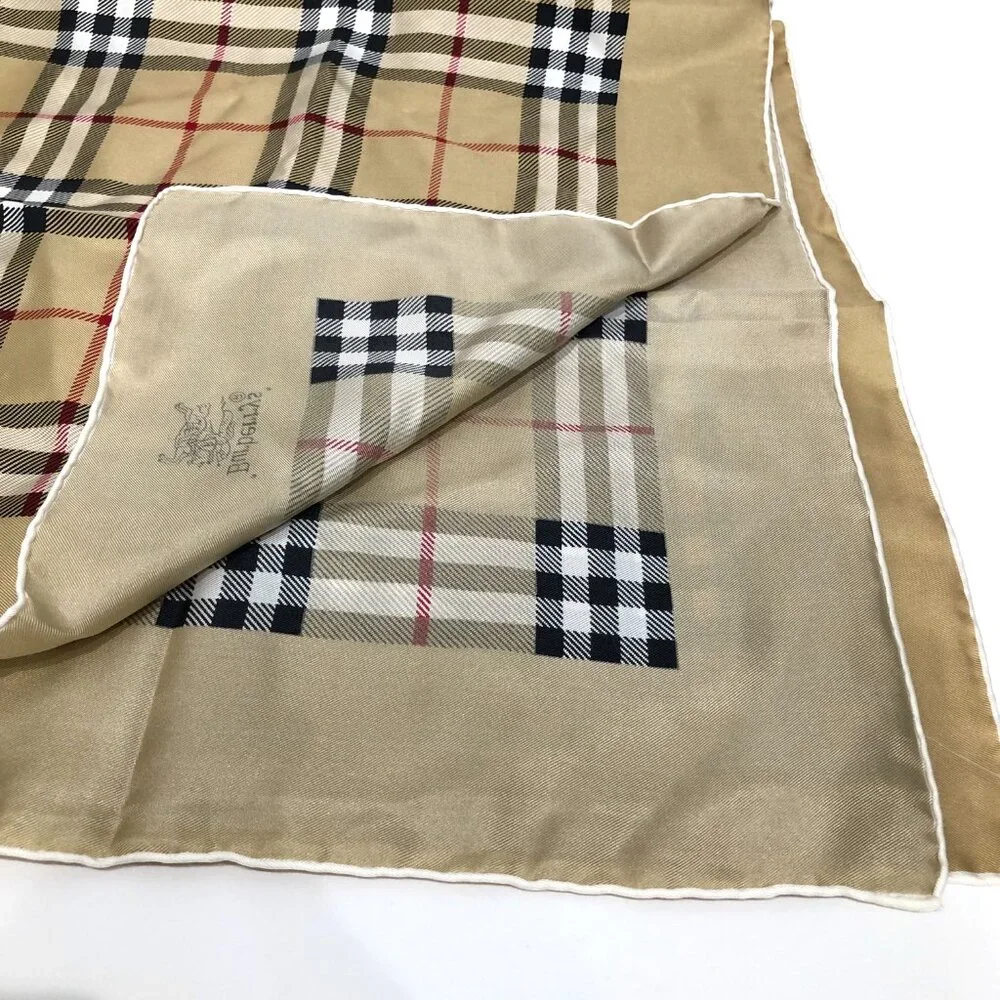 #26 Burberry Beige  Check Silk Scarf Sku# 85315 (Gently Used) - Picture 8 of 13